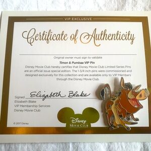 Disney Movie Club Timon and Pumbaa Pin